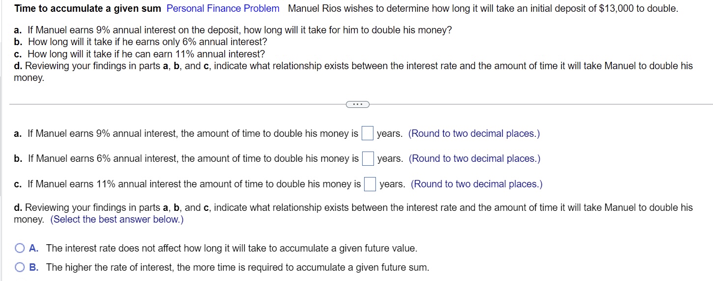  Time to accumulate a given sum Personal Finance Problem Manuel Rios