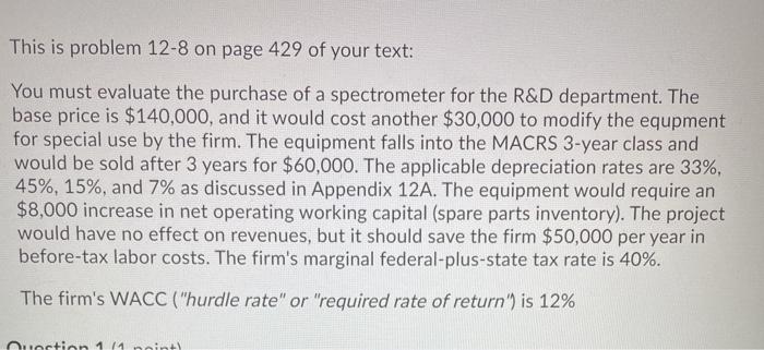 of Net Operating Working Capital: What is the project's cash flow from