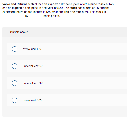 Finance Investment Analysis Class Value and Returns A stock has an expected