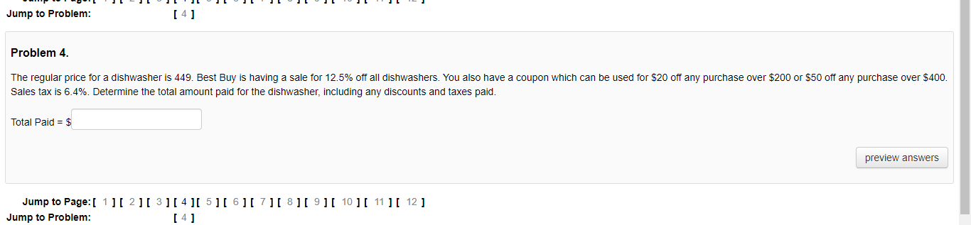  Jump to Problem: [4] Problem 4. The regular price for a