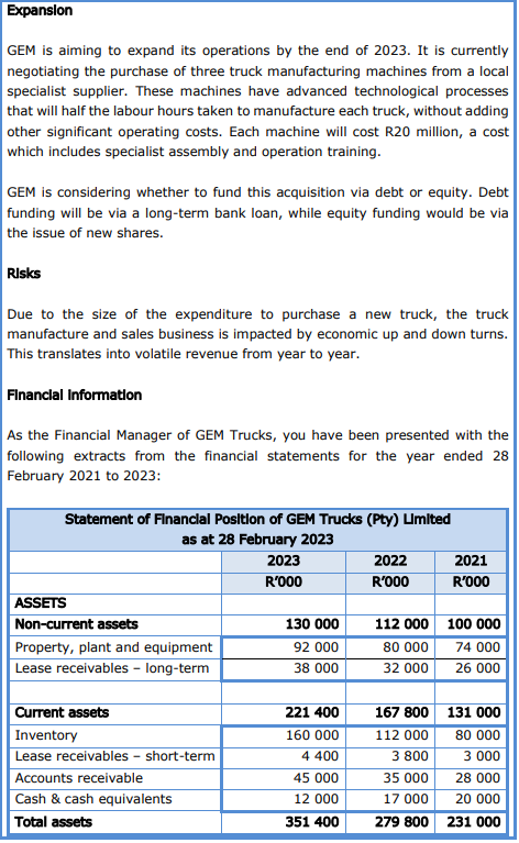 results for GEMs board of directors. The analysis should include the calculation