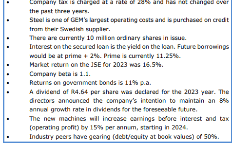 and 2023: Efficiency of the working capital cycle (three ratios) Debt/gearing (two