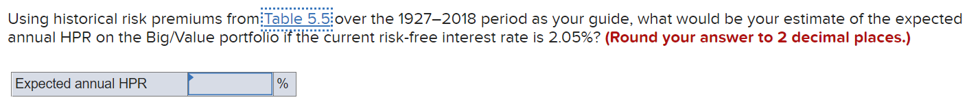 please follow rounding instructions and use figure graph attached Using historical risk