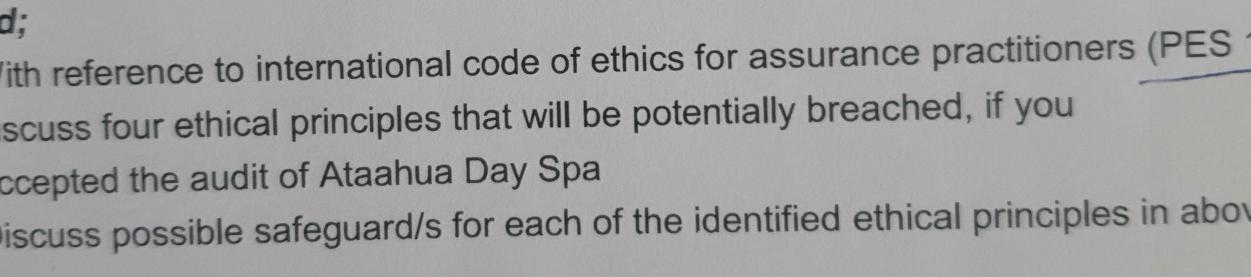 an auditor. The independence requirements set out in the Code of Ethics