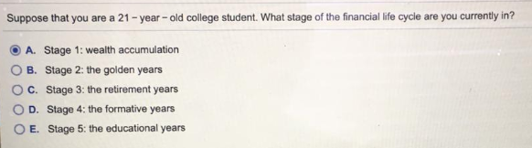 your situation C. Insurance protection from catastrophic events O D. Helps you