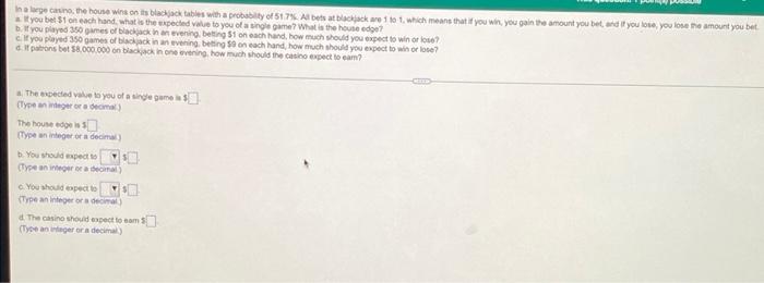 help please! should you expect to WIN or LOSE? (b & c)