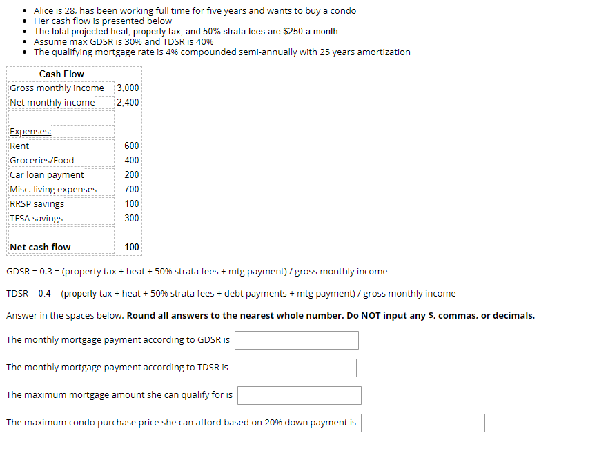  Alice is 28, has been working full time for five years