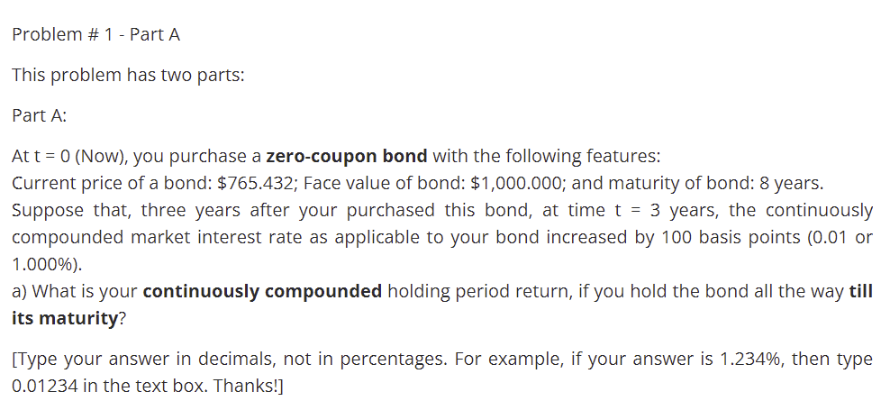  Problem # 1 - Part A This problem has two parts: