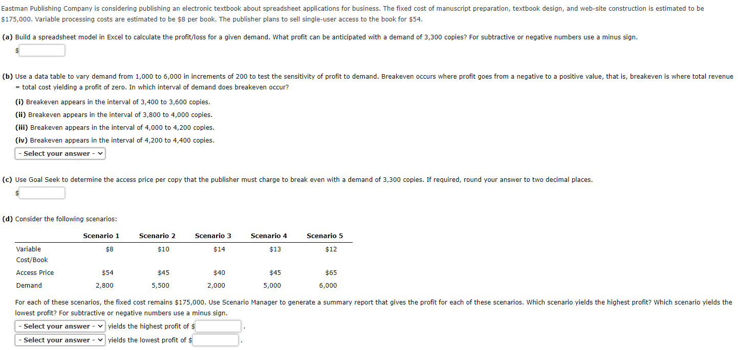 Please solve the question below showing ALL work on excel. The question