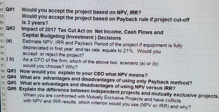 Project Cashflows, NPV, and IRR 8 (c) Develop problem-solving and critical thinking