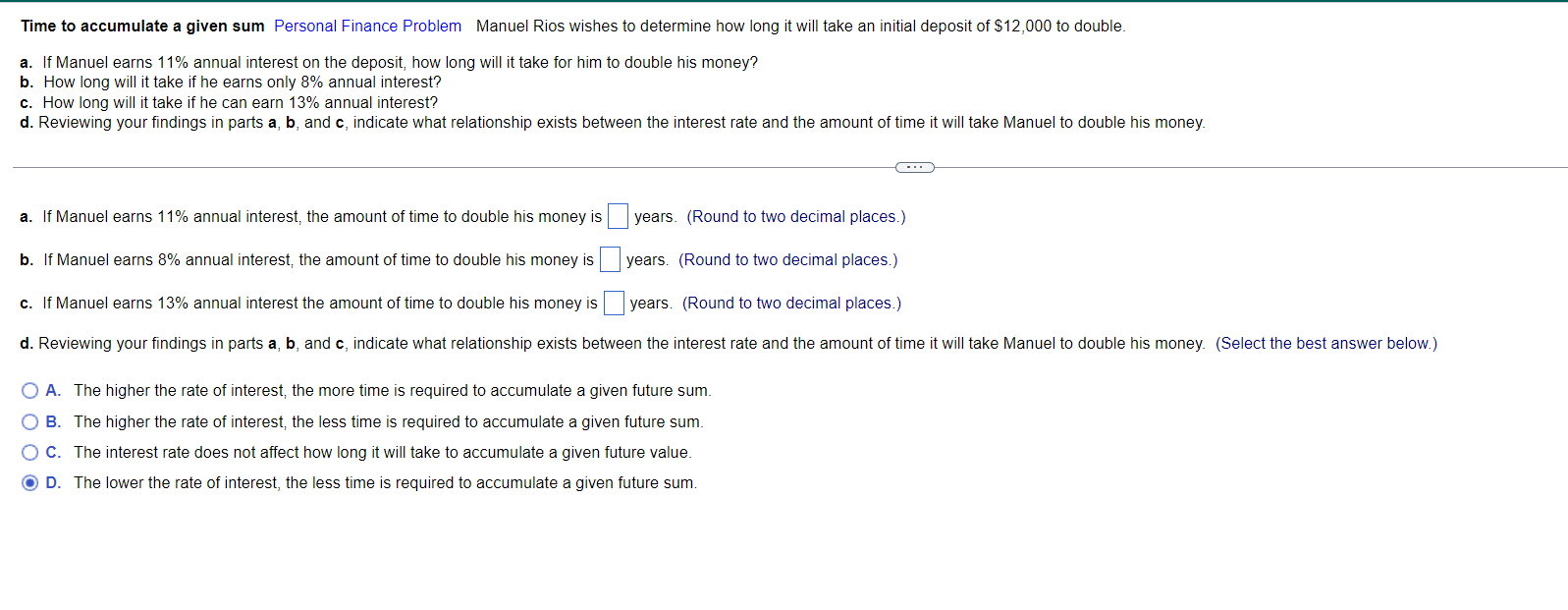  Time to accumulate a given sum Personal Finance Problem Manuel Rios