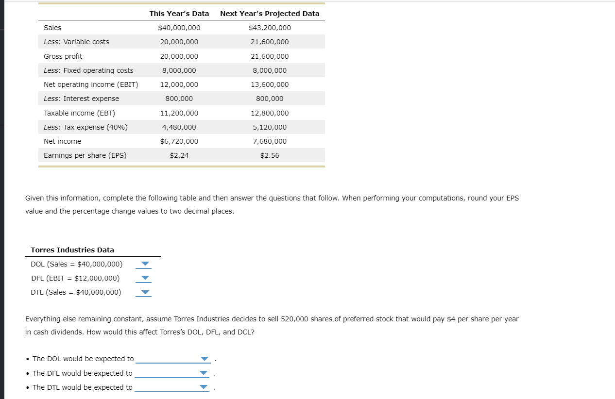  Given this information, complete the following table and then answer the