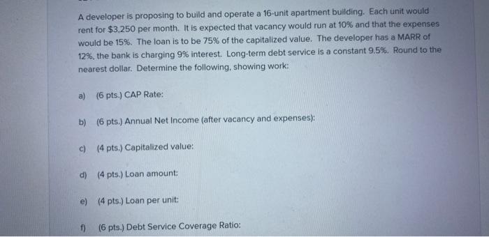  A developer is proposing to build and operate a 16-unit apartment