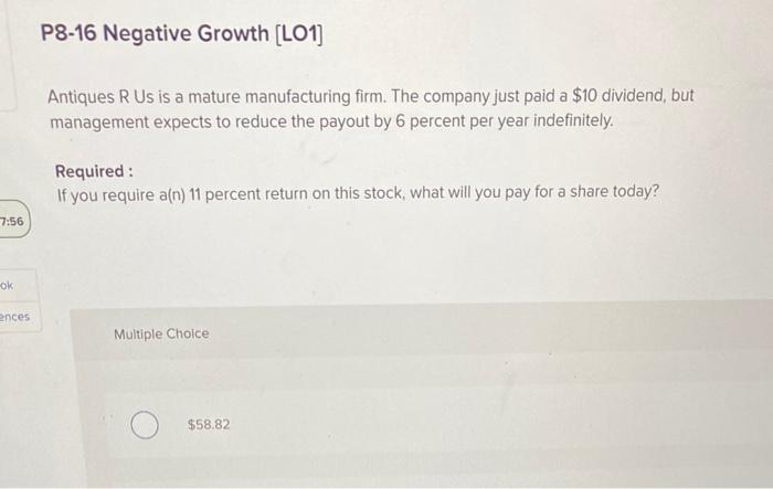 with the growth rate reducing to only a constant 6 percent thereafter.