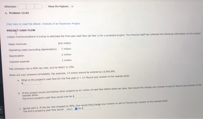  Attempts: Keep the Highest 4 1. Problem 12.02 Click here to