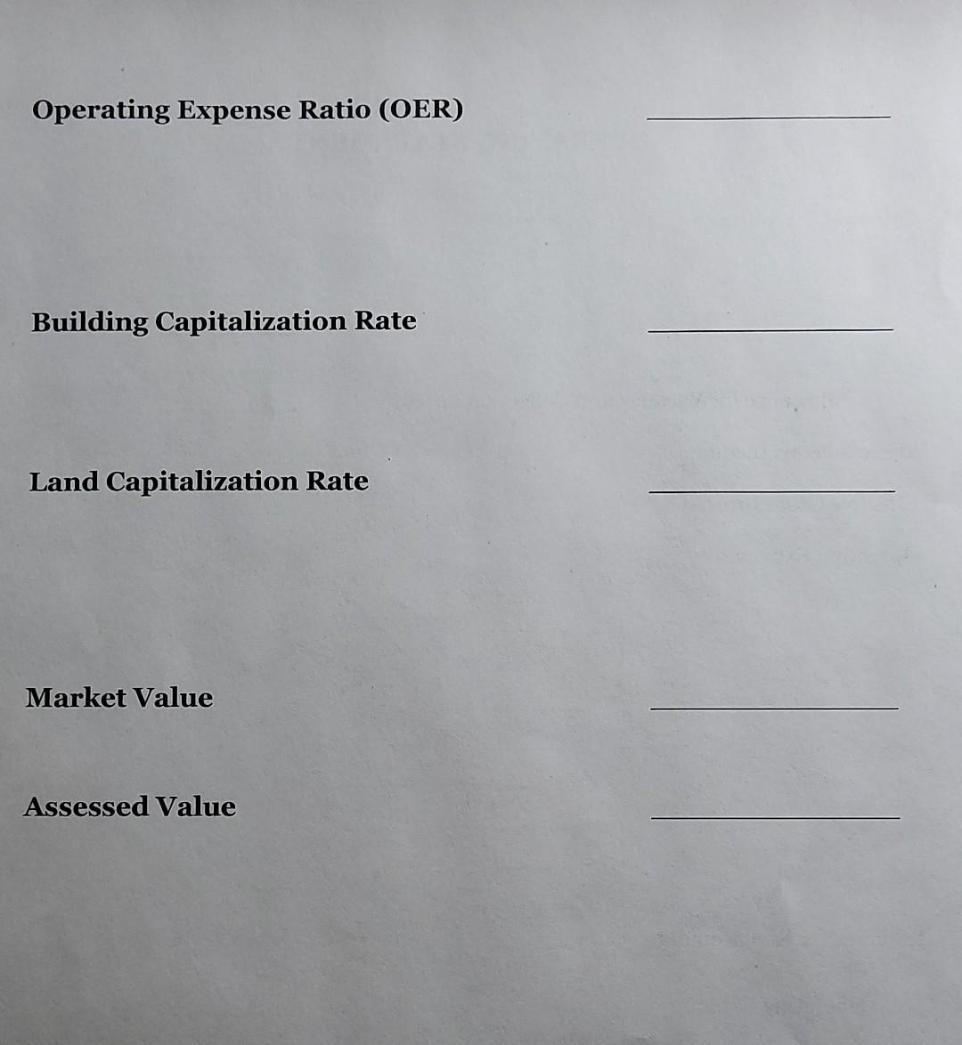 below, compute the property's effective gross income (EGI); net operating income (NOI);