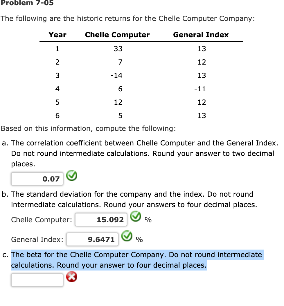  Hi just need help finding the Beta for this problem. Thanks!!