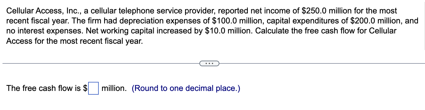 Cellular Access, Inc., a cellular telephone service provider, reported net income