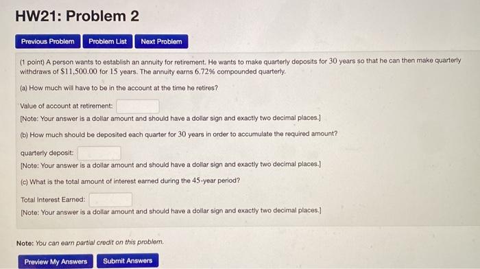  HW21: Problem 2 Previous Problem Problem List Next Problem (1 point)
