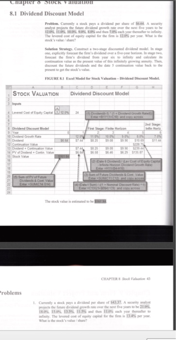 one below using excel Chapter 8 Stock Valuation 8.1 Dividend Discount Model