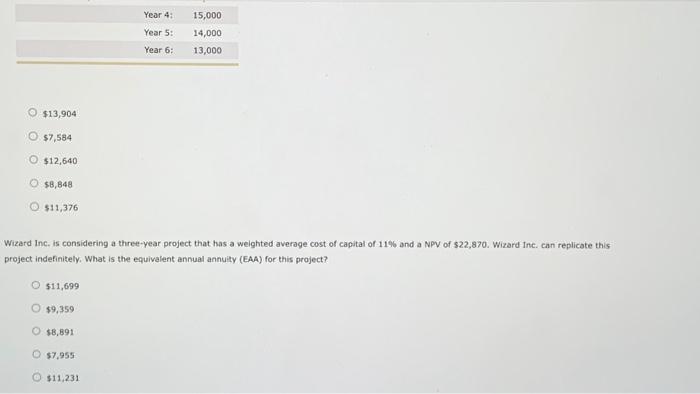 mutually exclusive projects. If it chooses project A, Wizard Inc. will have