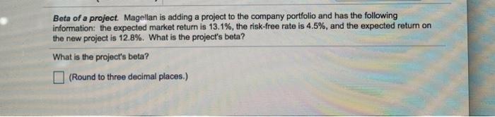  Beta of a project. Magellan is adding a project to the