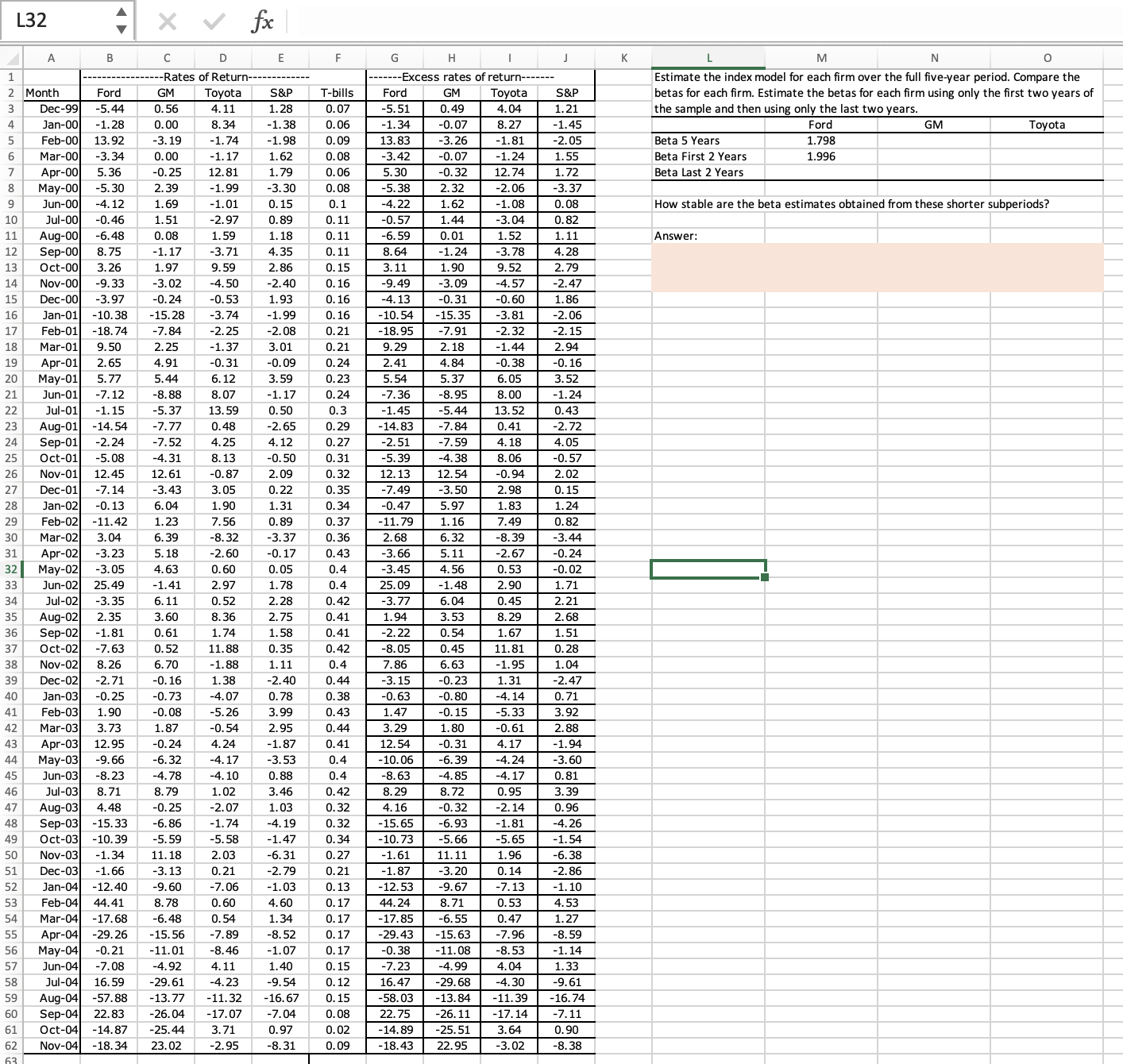  Please show work thoroughly using excel. Please show all excel formulas