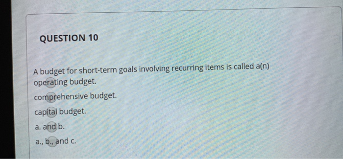 activities would be appropriate for developing a specialized budget EXCEPT tax consequences.
