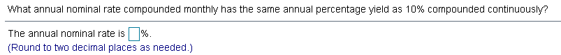 What annual nominal rate compounded monthly has the same annual percentage