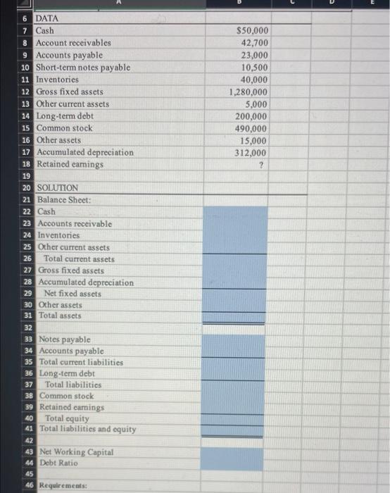 is the net working capital and debt ratio? a Complete the steps