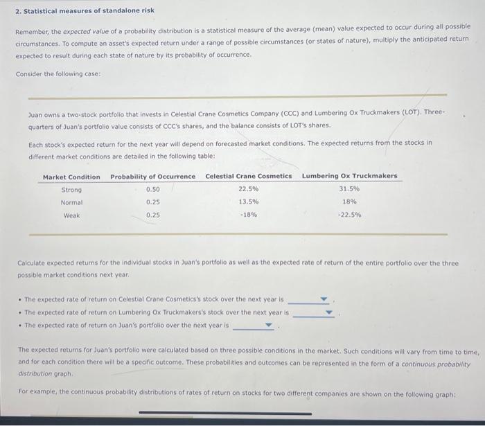  2. Statistical measures of standalone risk Remember, the expected value of