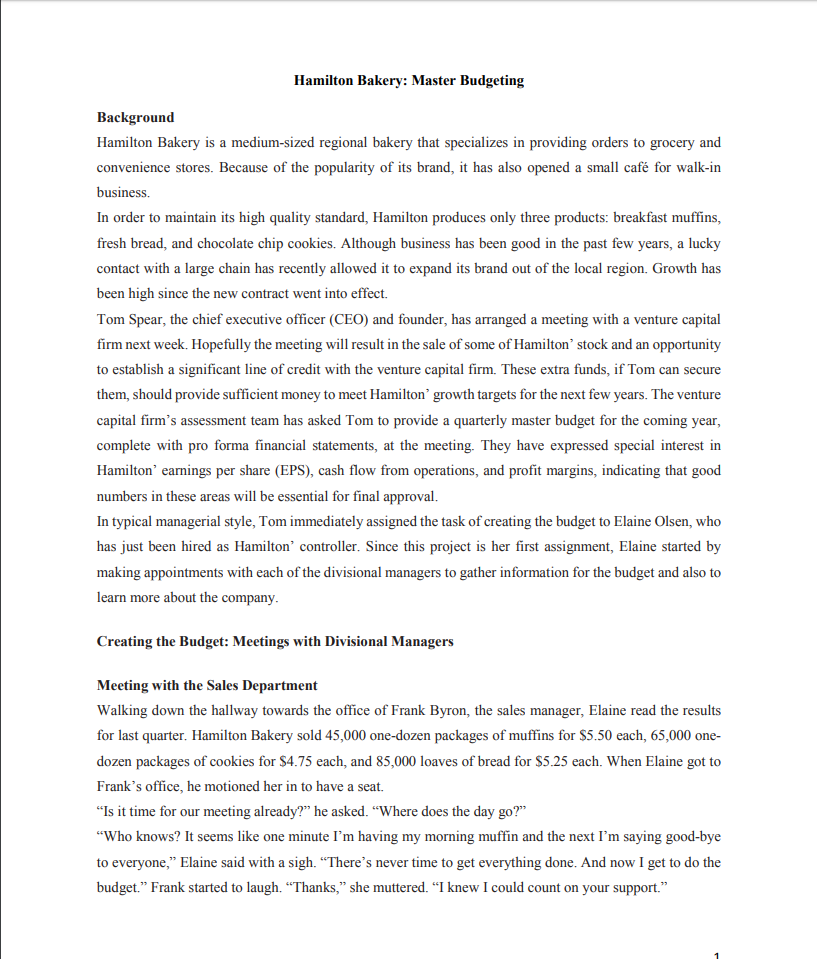 Create the following items from the information below: Cash Flows Budget Data
