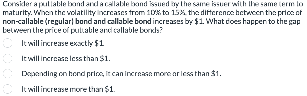 Consider a puttable bond and a callable bond issued by the