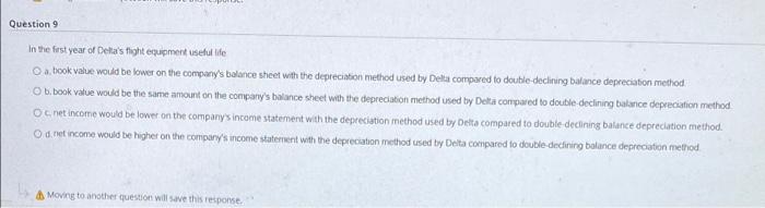  Question 9 In the first year of Delta's tight equipment useful