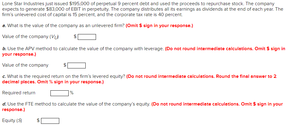  Step by step solution please and thanks! Lone Star Industries just