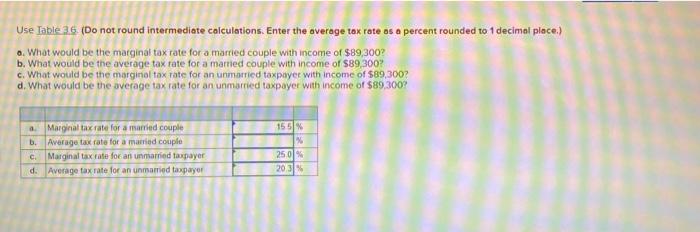  Use Table 36 (Do not round intermediate calculations. Enter the average