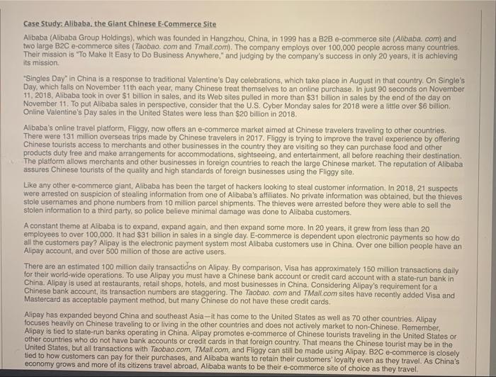 the question is the second photo. please answer asap!!! Case Study: Alibaba,