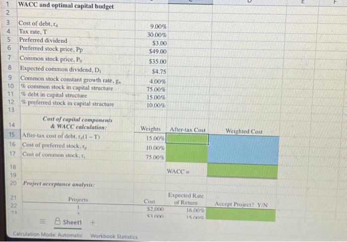 with the following costs and rates of return: The company estimates that