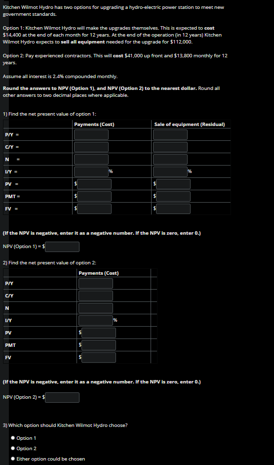 Kitchen Wilmot Hydro has two options for upgrading a hydro-electric power
