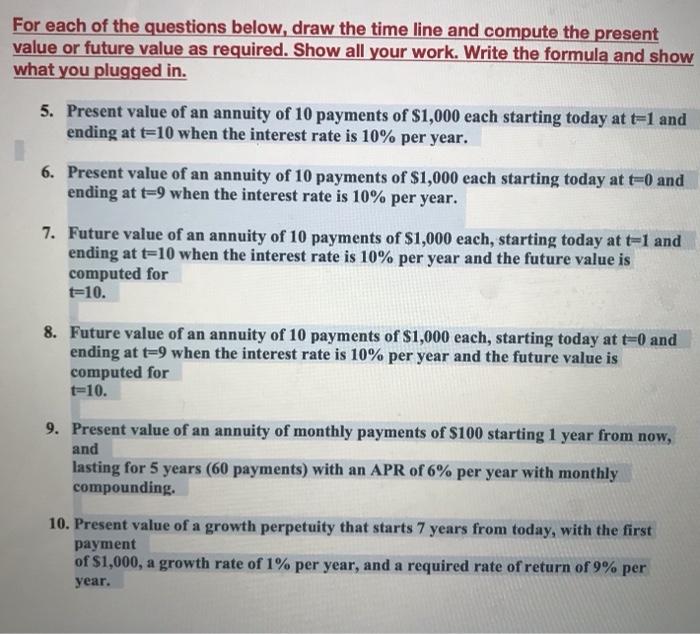  Could you please put the formula and draw the time line