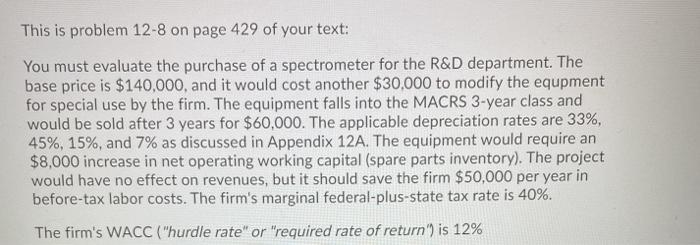 of equipment: What is the project's cash flow from the sale of