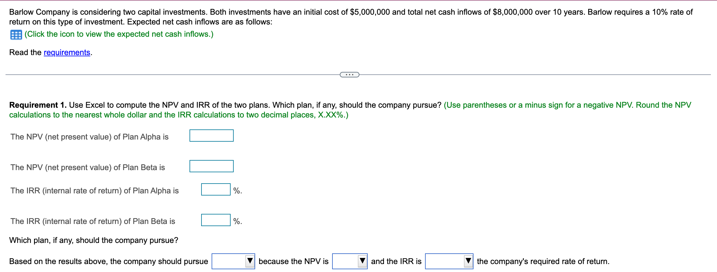  please answer asap! will upvote! thank you so much Barlow Company