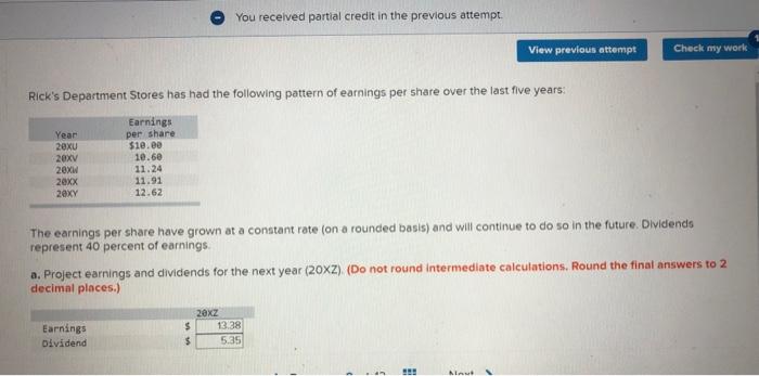  You received partial credit in the previous attempt View previous attempt