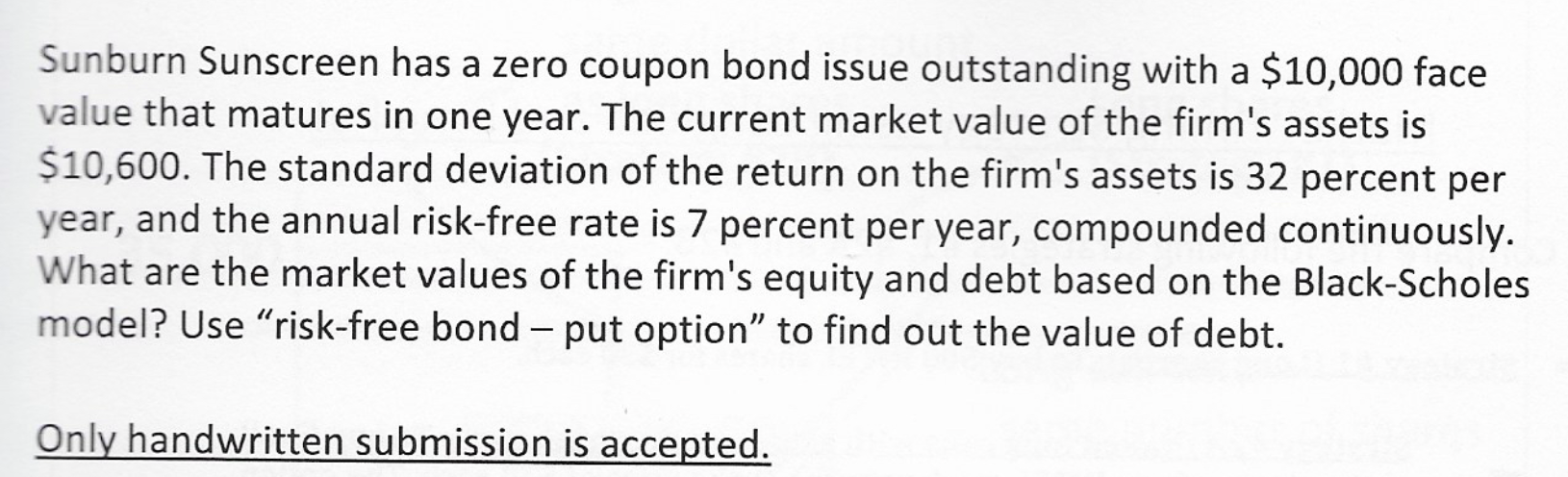  Sunburn Sunscreen has a zero coupon bond issue outstanding with a