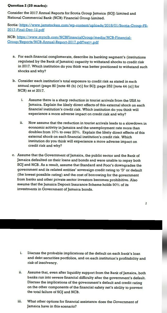 please help Question 2 (20 marks) Consider the 2017 Annual Reports