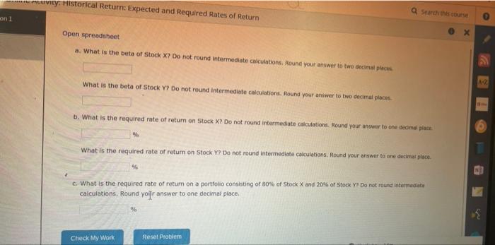 of Return You have observed the following returns over time: Year Stock