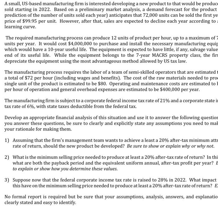  it is visible now A small, US-based manufacturing firm is interested