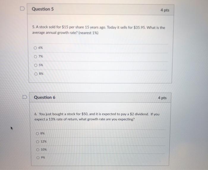 PLEASE ANSWER ALL PARTS, WILL RATE D Question 5 4 pts 5.A