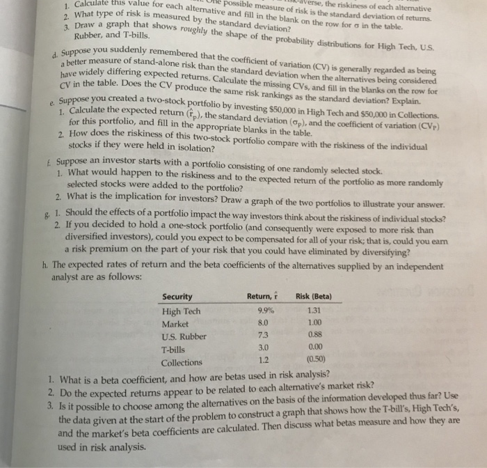 the economy Probability T-bills High Tech Collections U.S. Rubber Market Portfolio Two-Stock