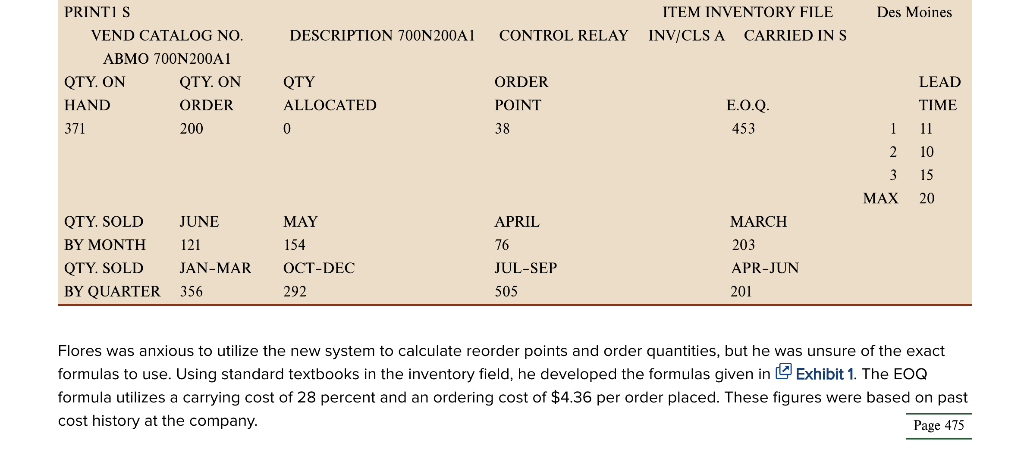on the efficient management of inventories to meet his customers' needs. While